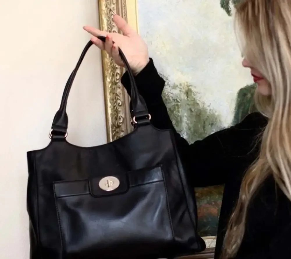 Kate Spade Hampton Road Melody Satchel Black buttery Leather Handbag